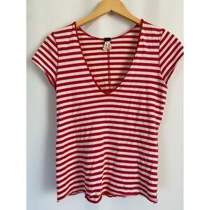 We the Free Red White Stripe Scoop Neck T Shirt